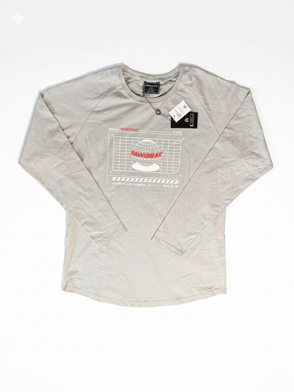 RAWGEAR Men's Long Sleeve Graphic Tee - Light Gray